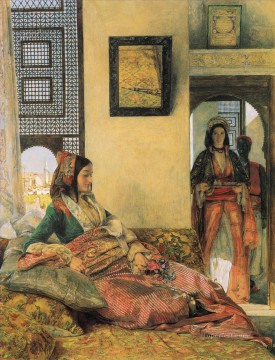  Cairo Painting - Life in the Hareem Cairo Oriental John Frederick Lewis Arabs